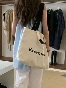 Eco-friendly <b>Canvas</b> Tote <b>Bag</b> with Letter Print <b>Large</b> Capacity Reusable Shoulder Shopping <b>Bag</b> for Women - Product Image 4