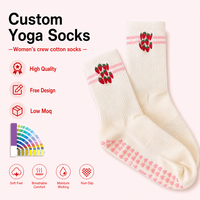 Chaussettes de yoga en coton tricoté avec logo personnalisé, antidérapantes, pour femmes, idéales pour le Pilates et le sport, collection Printemps