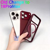 Coque magnétique transparente colorée avec grande fenêtre pour appareil photo pour iPhone 14 15 16 17, transforme l'apparence de votre ancien téléphone en look 18 Pro Max
