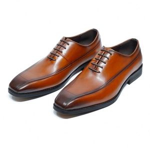 Chaussures Oxford habillées pour hommes en cuir véritable faites à la main haut de gamme 2025, style décontracté à bout carré, pour usage quotidien professionnel et mariage - Product Image 4