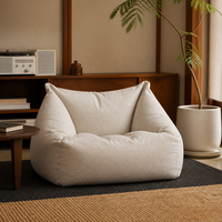 Fauteuil pouf de relaxation moderne en tissu coton-lin beige, compressé sous vide, pour adultes, idéal pour le salon (ODM)