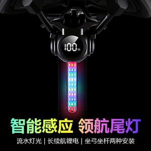 Luz Trasera con Sensor de Frenado para Bicicleta YUUISD, Pantalla LCD, Carga USB-C, Luz LED Roja Fluida de Advertencia para Ciclismo - Product Image 3