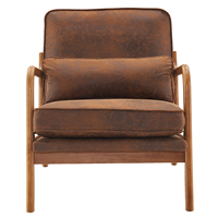 Accoudoir en Chêne Fauteuil Simple Rembourré en Chêne Fauteuil Lounge d'Intérieur Orange