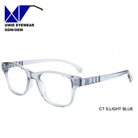 Ukuran 45-18-135 Bingkai Kacamata Resep Persegi TR90 Kustom OEM Anti-Cahaya Biru untuk Anak-Anak Remaja Produsen China Merek UWIE Model