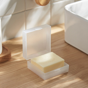 Transparent Plastic Soap Dish With Lid Rectangle PP Material For Travel And Home Bathroom Use - Product Image 1