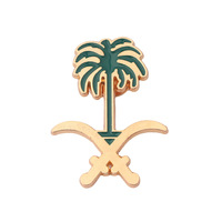Hete Verkoop Nieuwe Saudi Oprichtingsdag Souvenir Pinnen Groothandel Saudi Vlag Dag Metalen Ambachten Badge Aangepaste Datum Palm Boom Email Pin