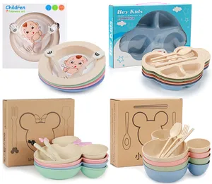 Ensemble de <span class=keywords><strong>vaisselle</strong></span> en paille de blé pour enfant, bol <span class=keywords><strong>Minnie</strong></span> et Mickey, dessin animé, personnalisation de cadeau pour enfants, 10 pièces - Product Image 1