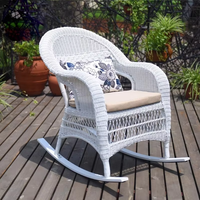 Ensemble table et chaises d'extérieur blanc, style européen moderne minimaliste, chaise à bascule, fauteuil en métal, résistant aux intempéries et aux UV, pour usage hôtelier