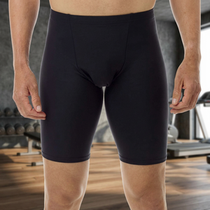Shorts de compression noirs unis pour hommes, taille élastique, sous-vêtements de sport sans couture - Product Image 6