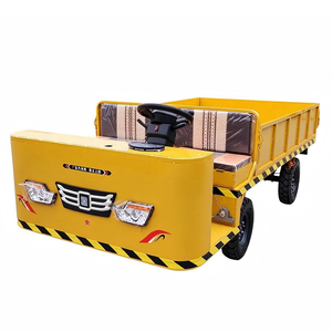 Carro de Carga Industrial de Acero Amarillo de Cuatro Ruedas con Plataforma y Volante, Diseño Duradero con Recubrimiento en Polvo - Product Image 3
