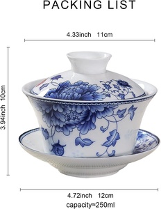 7.44oz Gaiwan ensemble de tasses à thé en porcelaine de style chinois Noble pivoine Design avec couvercle soucoupe élégant service à thé décoratif pour la maison - Product Image 2