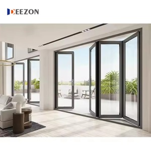 Puerta Plegable de Aluminio Comercial de Fábrica con Acabado Moderno, Puerta Corredera Plegable de Doble Vidrio para Entrada de Apartamento Exterior - Product Image 4