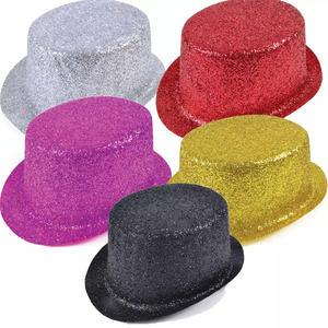Chapeau de performance jazz en plastique doré avec paillettes, chapeau de costume de <span class=keywords><strong>magicien</strong></span>, chapeau de smoking - Product Image 1