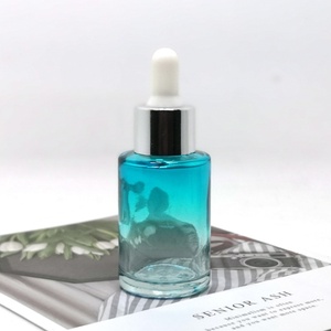 Wholesale Luxury Ombre Colored Cosmetic <b>Droppers</b> Serum Glass <b>Bottle</b> 30ml Purple Gradient Blue Essential Oil Glass <b>Bottle</b> - Product Image 2