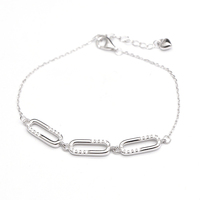 Bijoux fins, bracelet en argent sterling 925 micro-pavé CZ, lien en forme de trombone, pour femmes, minimaliste, pour le quotidien, le bureau