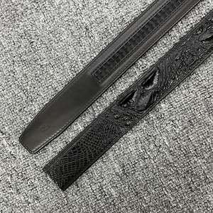 Cinturón clásico de cuero para hombre sin hebilla, nuevo modelo con correa automática de cuero genuino de cocodrilo - Product Image 3