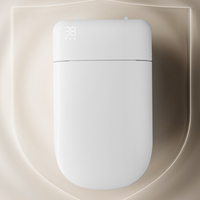 WC intelligent WaterMark, sans réservoir, avec couvercle fin argenté, panneau dissimulé à matrice de points gauche, sans rebord, chasse automatique, bidet chauffant