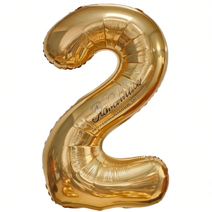 Party Love Number 2 Gold Foil <b>Balloon</b> 1M Metallic Birthday Party <b>Decoration</b> - Product Image 2