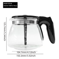 Carafe à café en verre professionnelle 10 tasses pour Philips HD7447 HD7457 1500ml 50oz, pot de rechange résistant à la chaleur