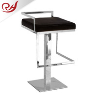Tabouret de bar neuf en acier inoxydable couleur or et argent, style chinois, avec dossier haut et pieds carrés en fer forgé, pour usage commercial