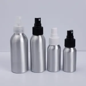 30Ml-500Ml Op Maat Gemaakte Lege Vulling Zilveren Aluminium Metalen Nevel Spuitfles Met Witte Zwarte Mistsproeier, Aluminium Flessen 50 Ml