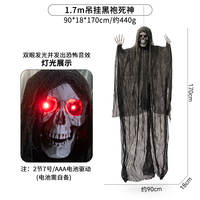 Pendentif fantôme suspendu d'Halloween, induction électrique, squelette de la mort, yeux lumineux, décoration d'ambiance d'horreur, ornement