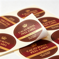 Étiquettes personnalisées en rouleau, motif couronne dorée, autocollants flexibles pour l'emballage de chocolat, café, cacao, bouteilles et bocaux, impression