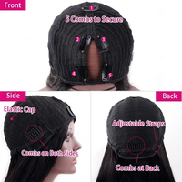 250% perruques de cheveux humains vierges personnalisés birmans crépus bouclés 4B 4C V partie perruque avec petit capuchon style droit dentelle transparente