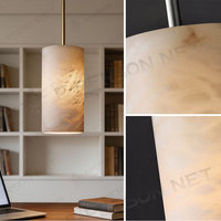 Luminaire suspendu en albâtre avec abat-jour cylindrique, lampe suspendue décorative moderne
