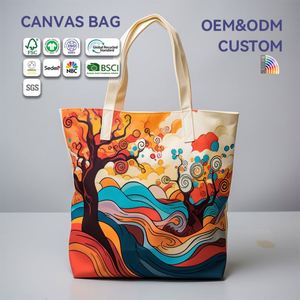Eco-Friendly Reusable Organic Calico <b>Canvas</b> <b>Tote</b> Bag Grocery Cotton Shopping Bags With Full Plate Printing - Product Image 1