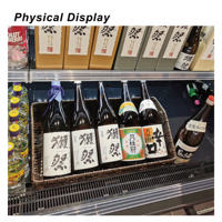60x40cm Supermarkt Trapezium Hellende Display Mand Geweven PP Rattan Metalen Frame Fruit Groente Levensmiddelen