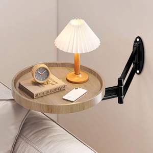 French Small <strong>Folding</strong> Desk Round Foldable Wall <strong>Table</strong> with Retractable Shelf Wood <strong>Coffee</strong> <strong>Table</strong> Desk for Bedroom Living Room Study - Product Image 2