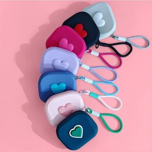 Wholesale New Heart-Shaped Mini Bag Bluetooth Earphone Organizer Pouch Handheld Soft Silicone Card Keychain Coin Purse Zipper - Product Image 1