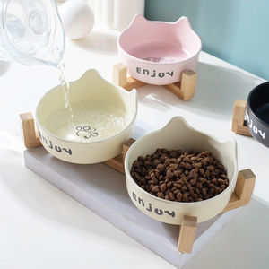 Cerâmica Pet <span class=keywords><strong>Bowl</strong></span> com Suporte De Madeira Sem Estouro Pet Dupla Tigela De Cerâmica Dog <span class=keywords><strong>cat</strong></span> Food Feeder gato Puppy Pet <span class=keywords><strong>Bowl</strong></span> para Gatos - Product Image 3