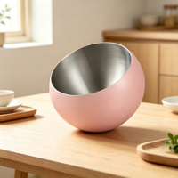 Bol mélangeur multifonctionnel en acier inoxydable à bord oblique pour buffet d'hôtel et de restaurant