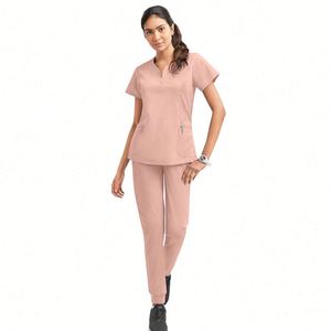 Blusa Médica para Mujer con Cuello Mandarín, 2 Bolsillos, Antiencogimiento, Elástica en 4 Direcciones, Ropa de Trabajo para Doctoras y Enfermeras - Product Image 4