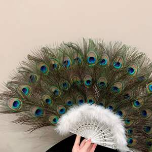 พัดขนนกยูงสไตล์จีน65ซม. ส่งตรงจากโรงงาน-ของตกแต่งบ้านอุปกรณ์ประกอบการเต้นเครื่องประดับขน<span class=keywords><strong>นกยูง</strong></span> - Product Image 5