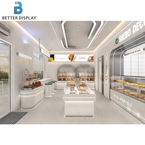 Comptoir de présentation de pain multi-niveaux personnalisé avec îlot central, vitrine à pâtisserie en verre pour boulangerie - Product Image 1