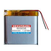 3.7V 450mAh 2 kabel 503030 baterai Lithium Ion / Li-Ion polimer untuk jam tangan pintar Mp3 Mp4 Speaker GPS TWS L002