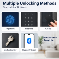 Kunci Pintu Pintar Sidik Jari Bluetooth Kata Sandi Kartu IC Kunci Pintu Elektronik Digital untuk Rumah Hotel