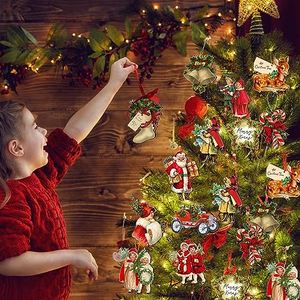 Xmas <b>Tree</b> Decor Hanging Retro Bell Wreath Santa Claus Christmas <b>Tree</b> Baubles Resin Painted Christmas Baubles Ornaments - Product Image 4