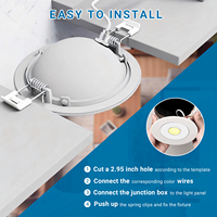 Plafonnier encastré commercial réglable 3 pouces 6W 500lm LED, spots orientables 5CCT dimmables, downlights de plafond fins