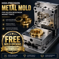 Magnet Neodymium N52 Berlapis Emas NdFeB Permanen Tanah Jarang Bentuk Bulat Persegi Panjang Kustom Kinerja Tinggi Sensor Elektronik