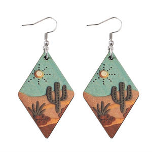 Pendientes Colgantes de Doble Cara con Diseño Geométrico de Cactus del Desierto, Modernos y Elegantes, de Aleación, para Mujer, Hipoalergénicos, UIONEN 985 - Product Image 6