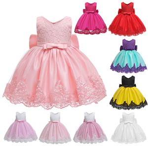 Robe de soirée en dentelle pour bébé fille, sur mesure OEM ODM, vente en gros, robe de demoiselle d'honneur, robe de princesse pour anniversaire de tout-petit - Product Image 1