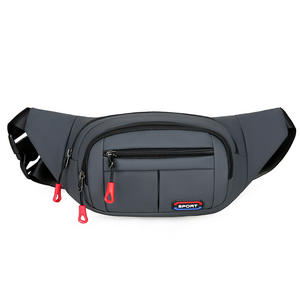 Sac de taille de sport unisexe, grande capacité, étanche, avec poche zippée, pour les voyages en plein air et le travail, gris, noir, bleu, vert, uni - Product Image 1