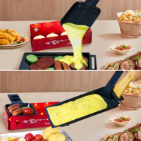 Grille à raclette et fondue portable en métal avec chauffe-plat, durable et facile à nettoyer pour les repas à la maison