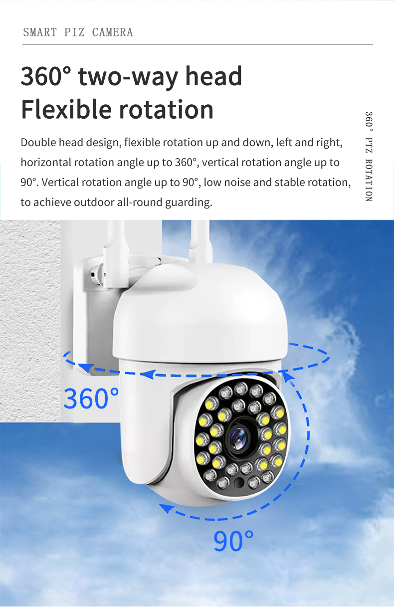 New A13 security camera head 360 degree rotation HD 1080p night vision two-way intercom intelligent monitoring LED lighting