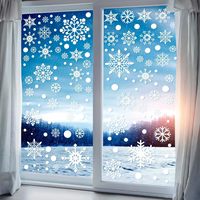 Pegatinas Autoadhesivas para Ventanas con Diseño de Copos de Nieve, Decoración Navideña de Invierno, Etiquetas de Papel