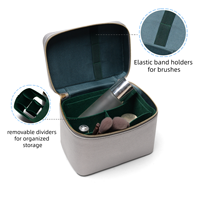 Boîte de rangement de maquillage en cuir véritable de luxe avec poignée supérieure, organiseur de cosmétiques pour commode de chambre, étui de rangement de beauté domestique